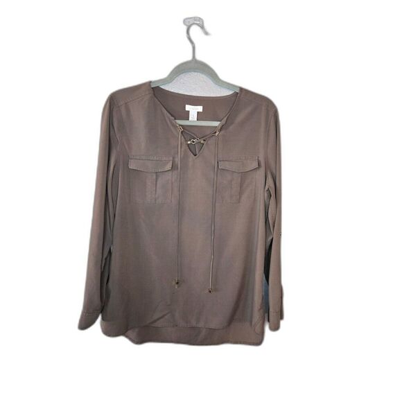 Chico's Women's Green Long Sleeve Blouse Size 1 - Picture 1 of 9